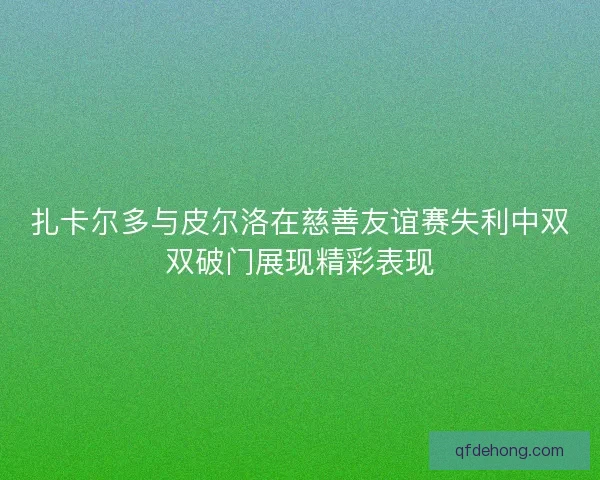 扎卡尔多与皮尔洛在慈善友谊赛失利中双双破门展现精彩表现