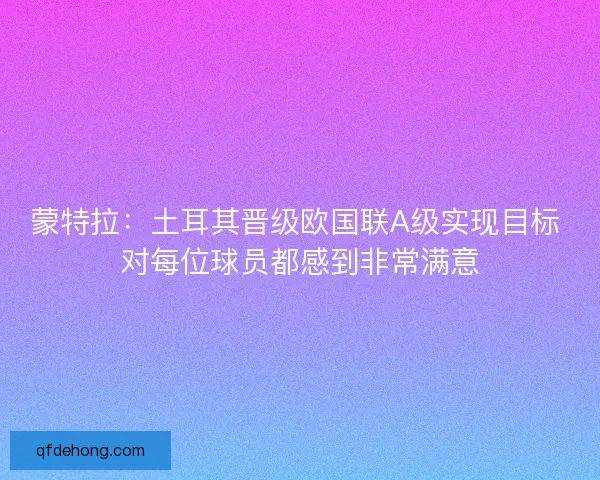 蒙特拉：土耳其晋级欧国联A级实现目标 对每位球员都感到非常满意